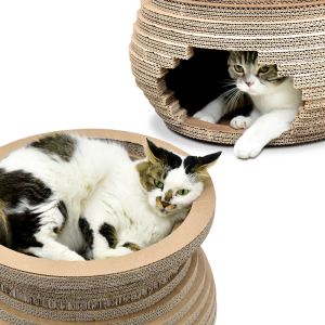 China Customised Hot Sale Paper Cardboard House Scratching Boards Cat Scratcher with Catnip wholesale