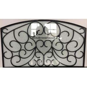 China New Design Wrought Iron Glass door inserts  Of 10*10 MM Black Steel Bar,1Thickness For Doors supplier