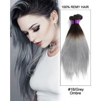 China 1B Gray Ombre Human Hair Extension Weave Silky Straight 100% Indian Remy Hair on sale