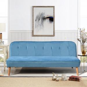 Blue Sofa Bed,Upholstered Modern Futon Chair, Armless Comfy Sofa Couches for Living Room