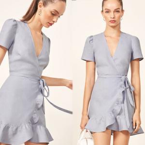 China Ladies Summer Fashion Clothing Linen Fabric Wrap Dress supplier