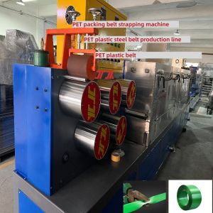 China Green pet strapping band making machine 9-32mm pet strap manufacturing machine with PLC control system on sale