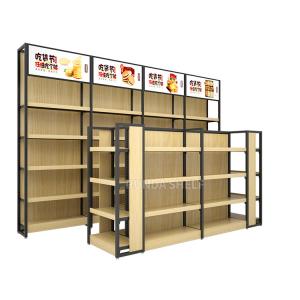 China Warehouse Pallet Storage Racks Double Side Wood Gondola Shelving Retail Store Display supplier