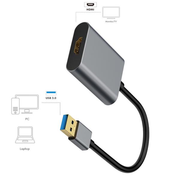 China Résolution vidéo 1080p Station d'accueil graphique externe USB 3.0 pour USB-A/M vers HDMI/F wholesale
