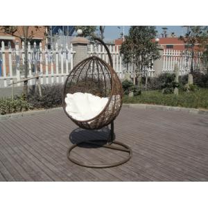 PE Rattan Swing Chair , Garden / Balcony Glider With White Cushion