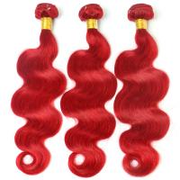 China Red Color Body Wave Brazilian Hair Peruvian Virgin Human Hair 12 to 26 No Shedding on sale