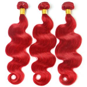China Red Color Body Wave Brazilian Hair Peruvian Virgin Human Hair 12 to 26 No Shedding supplier