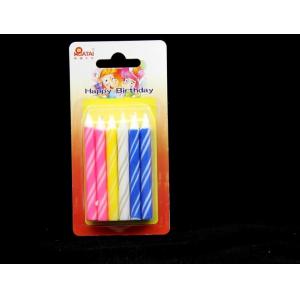 4 Colors Spiral Shaped Striped Birthday Candles , Cute Birthday Cake Candles