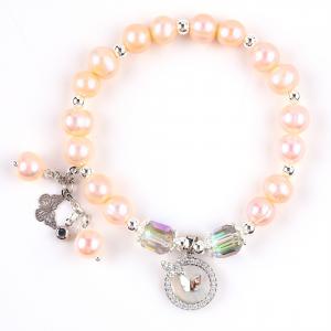 China 7mm Pink Pearl Stretch Bracelet With White Shell Accept Customization supplier