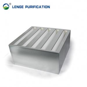 H14 592 X 592 X 292 Galvanized Iron V Bank Pre Pleat Filter With PU Seal Strip