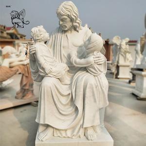 White Marble God Jesus And Children Statue Life Size Religious Church Decor