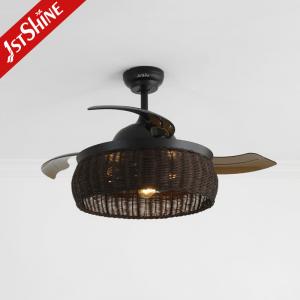 Remote Control Caged Light Ceiling Fan , Decorative LED Ceiling Fan