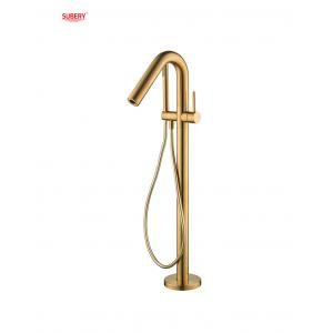 Rose Golden Brass Free Standing Bathtub Faucet OEM Single Lever Floor Mounted