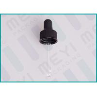 China Black Ribbed PP Plastic Dropper Cap 15/410 For Glass Tube Bottles on sale