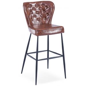 Breathable PU Black Painted Frame Kitchen Bar Stool