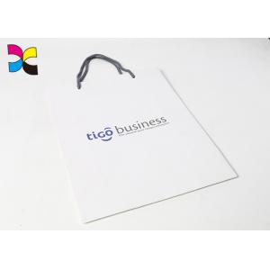 China White Personalized Paper Gift Bags With Handles , CMYK Paper Shopping Bags With Logo wholesale