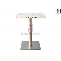 China 2cm Thickness Quartz Stone Restaurant Dining Table With Chrome Stainless Steel Base on sale