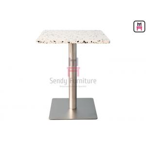 China 2cm Thickness Quartz Stone Restaurant Dining Table With Chrome Stainless Steel Base supplier