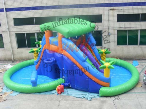 OEM Big Funny Outdoor Inflatable Pool Water Slide With CE / UL Blower