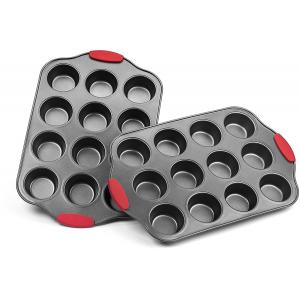 Professional manufacturer Nonstick Muffin Pan with Silicone Handles Cupcake Maker 2 Pans