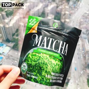 China 100g Resealable Mylar Matcha Green Tea Powder Packaging Bag Zipper Top supplier