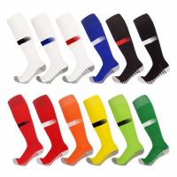 China Crew Length Soccer Anti Slip Socks Cotton Polyester No Slip Athletic Socks on sale