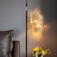 China AC220V Stainless Steel Modern Crystal Wall Lights Clear Tiered Crystal Wall Sconce on sale