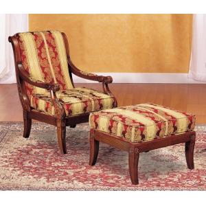 China Fashion Natural Timber Wood Rubber Armchair With Ottoman , Living Room Lounge Chair wholesale