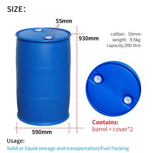 HDPE 200 Liter Plastic Storage Barrel 200L Raw Material Plastic ISO9001