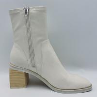 Soft Stitching Ladies Round Toe Leather Ankle Boots White Comfortable