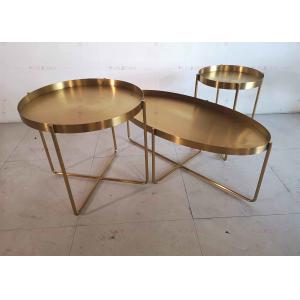 China Golden Metal Side Tea Table Coffee Table D60xH50cm 201 Stainless steel supplier