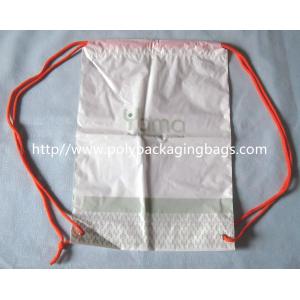 Personalized Plastic Gift Packaging White Drawstring Backpack Custom