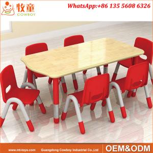 Day Care Centre High Quality 4 Seats Round Wood Table And Plastic