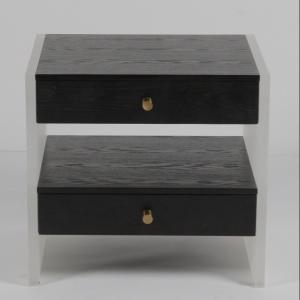 Solid Walnut Hotel Bedside Tables With Elegant Lucite Sideboard