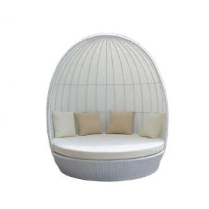 Rattan outdoor beach sunbed with tent canopy queen size rattan bed with canopy---6151