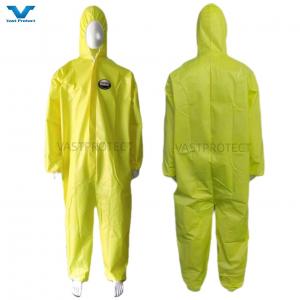 Yellow Chemical Proof ISO Hooded Disposable Coveralls OEM Industrial Customization