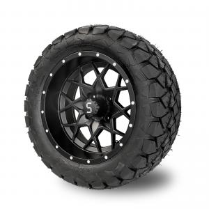 Matte Black 14'' Golf Cart Wheel Tire Combo 22x10-14 Lifted All Terrain