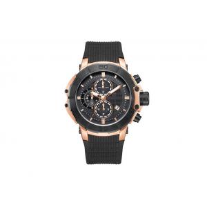 Rose Gold Stainless Steel Chronograph Watch Men High Strenght Silicone Strap