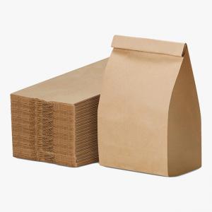 Brown Lunch Kraft Paper Packaging Bags Biodegradable For Restaurants
