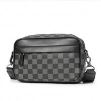 China Men's Casual Checkered Messenger Bag Waterproof Dacron Lining and Fashionable Design on sale