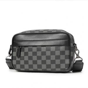 Men's Casual Checkered Messenger Bag Waterproof Dacron Lining and Fashionable Design