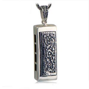China Retro Mens Sterling Silver Necklace with Mouth Organ Pendant and Wheat Chain (003817W) supplier