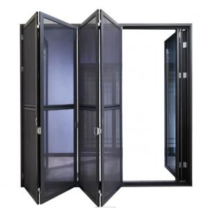 Soundproof Black Aluminium Bifold Doors , Aluminum Mosquito Net Door