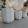 China Waterproof and Fireproof Fiber Clay Flower Planters with Modern Hand Carving Design wholesale