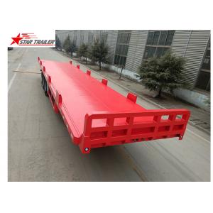 China 13 Meters 3 Axles Commercial Flatbed Trailer With Dual Line Brake System wholesale
