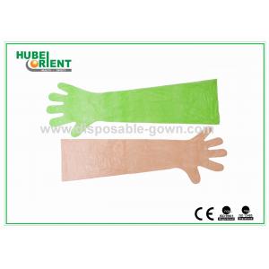 China Disposable Arm Sleeves With Gloves , Waterproof Polythene Long Gloves 84 Cm supplier