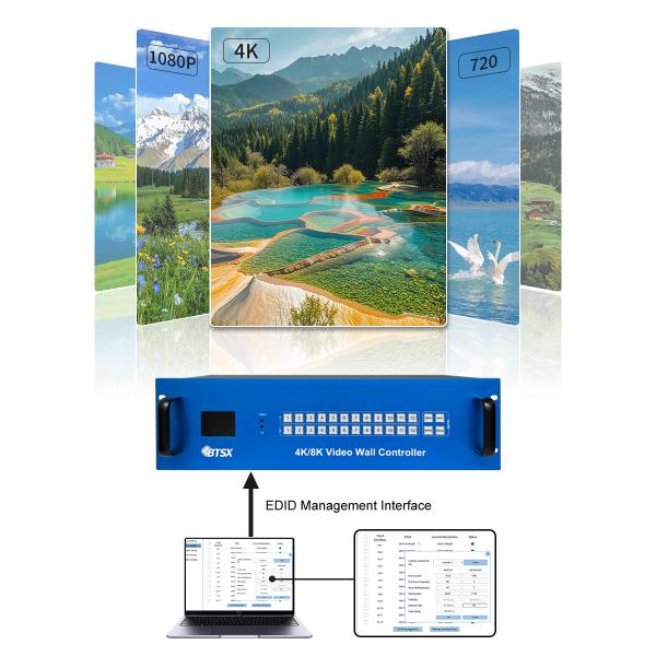 10 bit and 12 bit Color Processing 4K Video Wall Processor Supporting Any Combination of Screens Within the 12 Screen System for Seamless Display