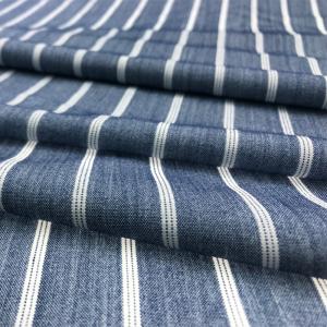 180gsm Blue And White Stripe Fabric Viscose Rayon Yarn Dyed TR Type