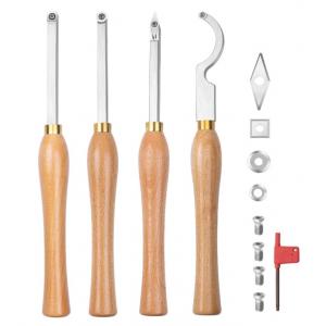 4Pcs Carbide Tipped Wood Turning Tools Set,Solid Wood Handle and Carbide Inserts Perfect For Woodturning