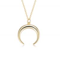 S925 Sterling Silver Retro Ins Crescent Simple Fashion Pendant European And American New Horns Moon Roman Necklace